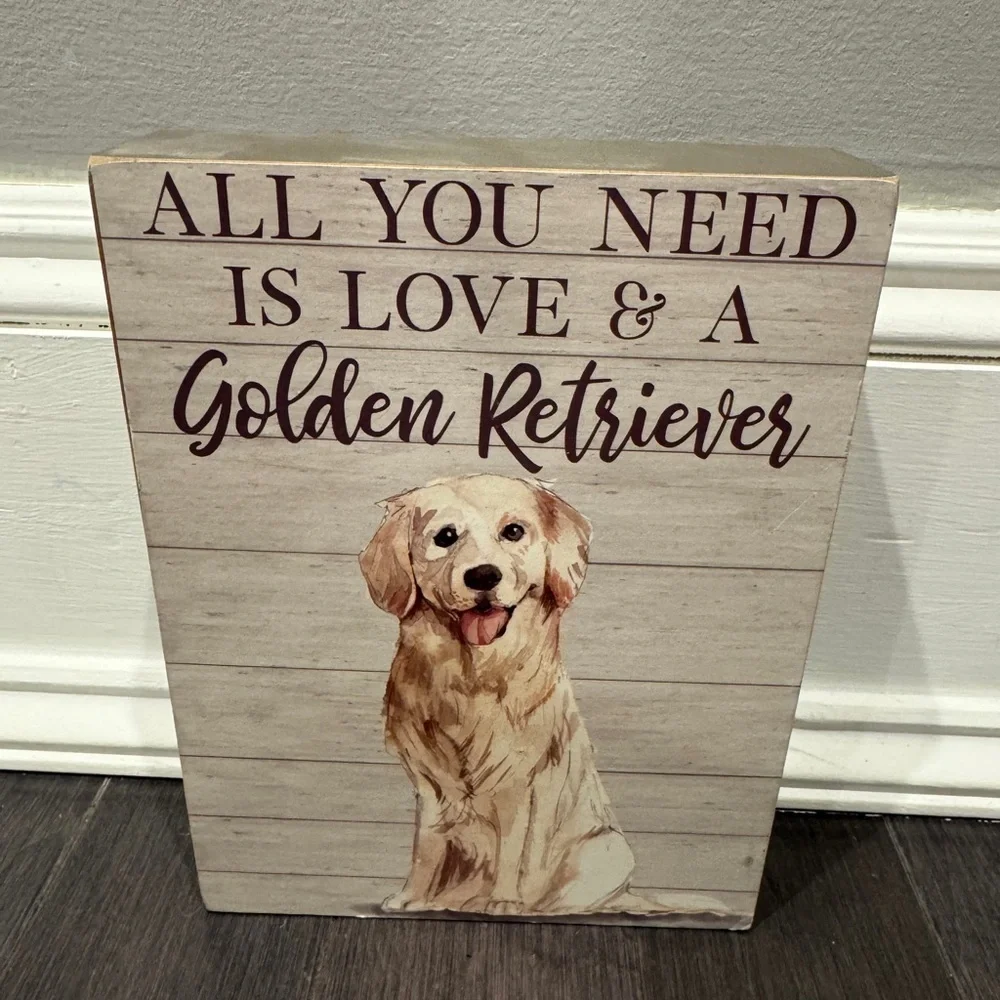 NWOT Golden Retriever 8 x 6 in All You Need Love & a Golden Retriever Wall Art